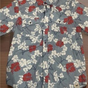 Ariat Western Aloha Floral Mens Quick Dry Button Up Short Sleeve Small